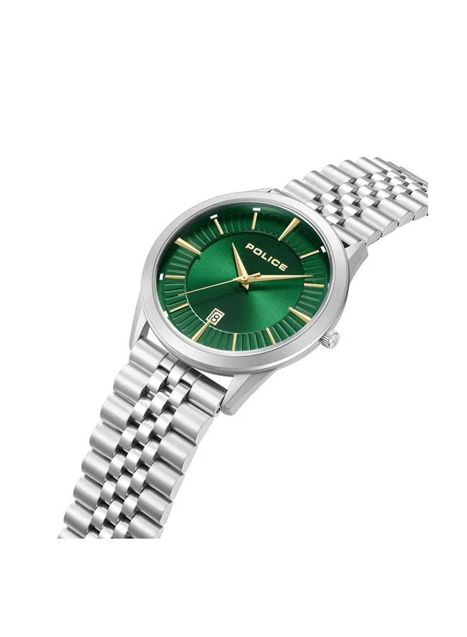 بوليس Patriot Green Dial Stainless Steel Bracelet Analog Watch for Men, 44mm